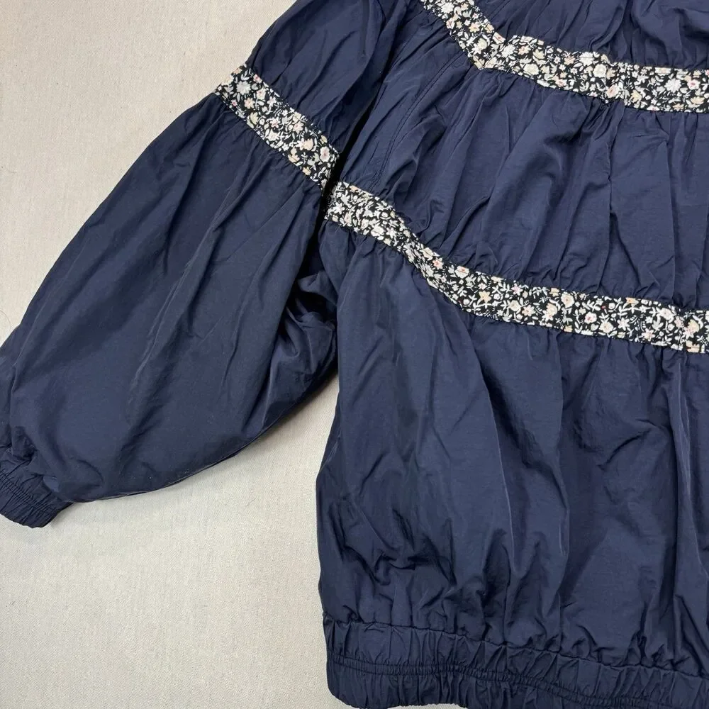 Free People Women's Size Medium On My Mind Bomber Jacket Navy